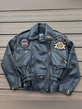 Vintage Wilsons Maxima Harley Davidson Black Leather Jacket Wildwood NJ Womens M